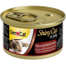 Konservēta barība kaķiem : Gimpet ShinyCat Chicken, Shrimps and Malt, 70 g