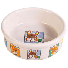 Bļoda dzīvniekiem, keramika : Trixie Ceramic bowl with motif for rabbits, 240 ml/ø 11 cm, white
