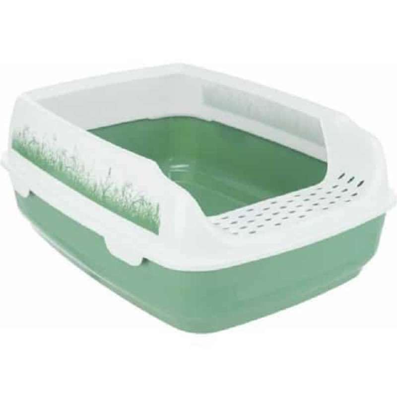 Kaķu tualete : Trixie Delio cat litter tray, with rim, 35 × 20 × 48 cm, green/white