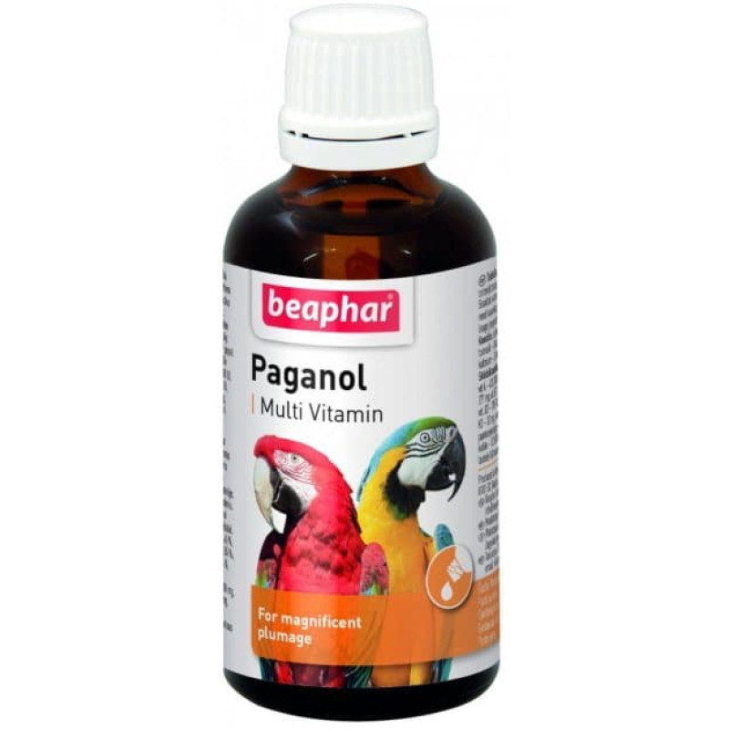 Vitaminizēta papildbarība putniem : Beaphar Paganol, 50ml, spalvu stiprināšanai