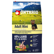 Корм для собак – Ontario Dog Adult Mini Lamb and Rice, 6,5kg