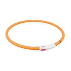 Atstarojoša kaklasiksna suņiem – Trixie Flash light ring USB, silicone, XS–XL: 70 cm/ø 10 mm, orange