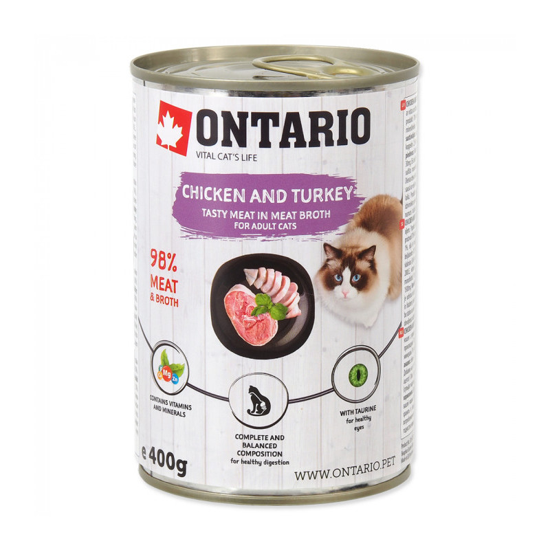 Консервы для кошек – Ontario с курицей и индейкой, 400 г
