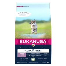 Sausa barība kucēniem - Eukanuba Puppy, Large,  GRAIN FREE Lamb & Rice, 3 kg