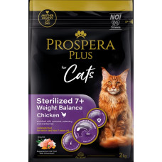 Barība kaķiem – Prospera Plus Sterilized 7+ Chicken Weight Balance, 2 kg