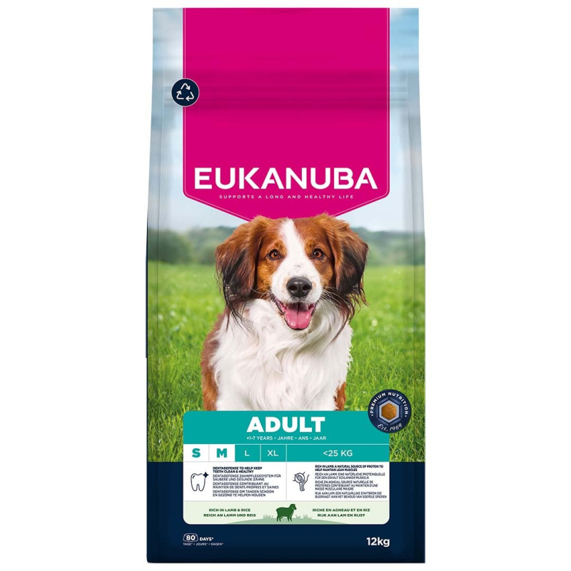 Корм для собак – Eukanuba Adult Small and Medium Lamb and Rice, 12 kg