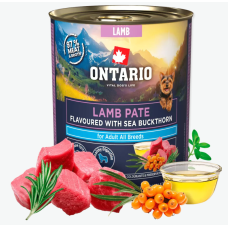 Konservi suņiem – Ontario Adult Lamb Pate Flavoured with Sea Buckthorn, 800 g