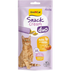 Gardumi kaķiem - GimCat SNACK CREAM DUO CHICKEN & PUMPKIN 6x15g