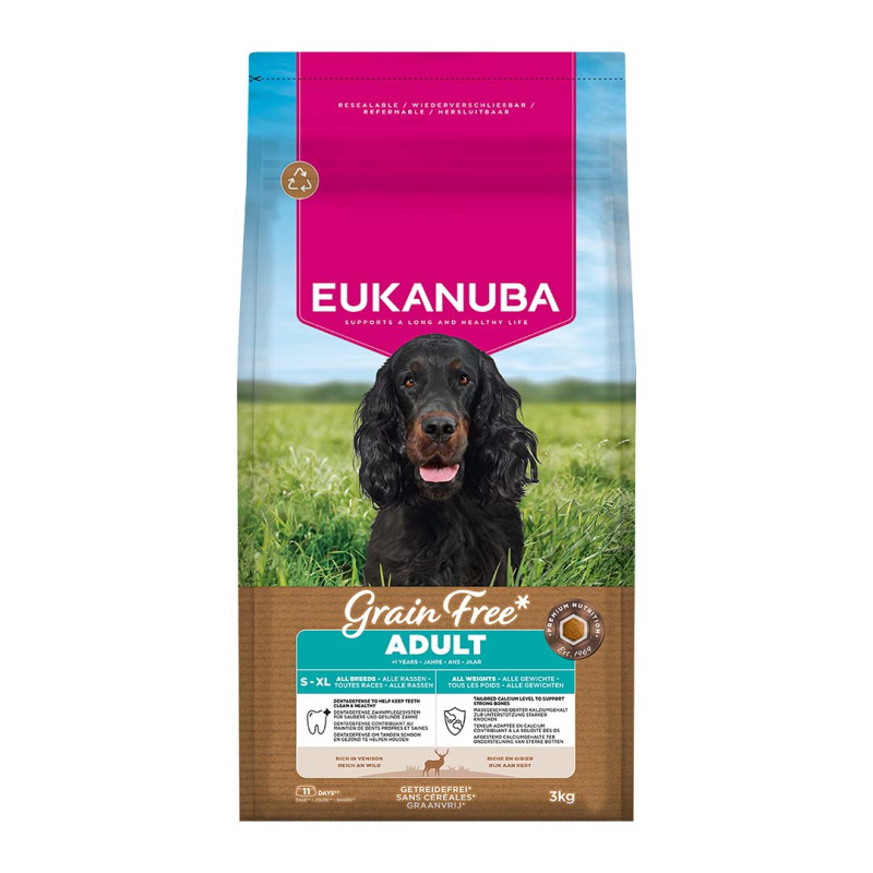 Sausa barība suņiem - Eukanuba Grain Free Adult All Breed Venison 3 kg