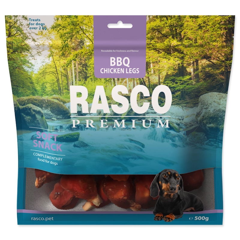 Gardums suņiem – Rasco Premium, Soft Snack, BBQ Chicken Legs, 500 gr