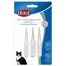 Bio pilieni pret parazītiem kaķiem : Trixie Spot:On flea and tick protection for cats , 3 × 1 ml