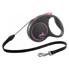 Inerces pavada suņiem – Trixie Flexi BLACK DESIGN, cord leash, XS: 3 m, pink