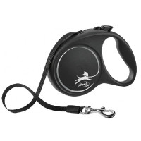 Inerces pavada suņiem – Trixie Flexi Black Design, Tape leash, L, 5m, (50kg)