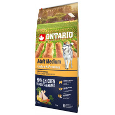 Sausa barība suņiem - Ontario Dog Adult Medium Chicken and Potatoes, 12 kg