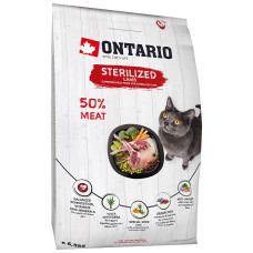 Sausā barība kaķiem - Ontario Cat Sterilised Lamb, 6.5 kg