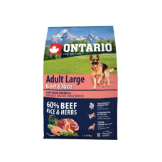 Корм для собак - Ontario Dog Adult Large Beef, Rice and Turkey, 2,25kg