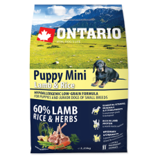 Sausā barība kucēniem - Ontario Dog Puppy Mini Lamb and Rice, 2.25kg