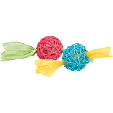 Rotaļlieta maziem dzīvniekiem : Trixie Set of rattan balls with paper band, ø 4 × 13 cm