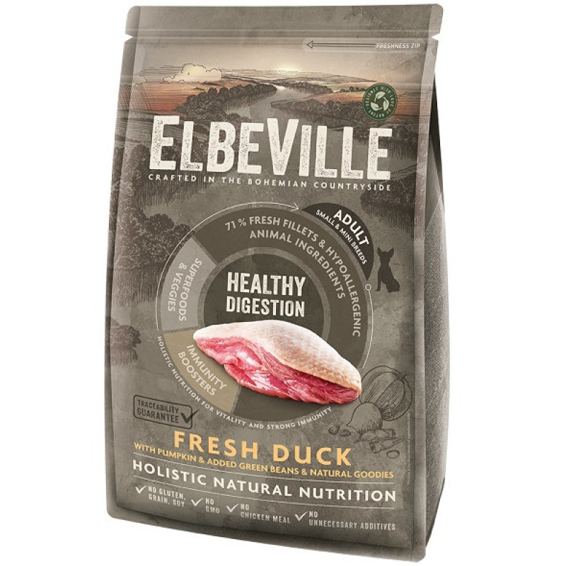 Sausa barība suņiem - ELBEVILLE Adult Mini Fresh Duck Healthy Digestion 1,4 kg