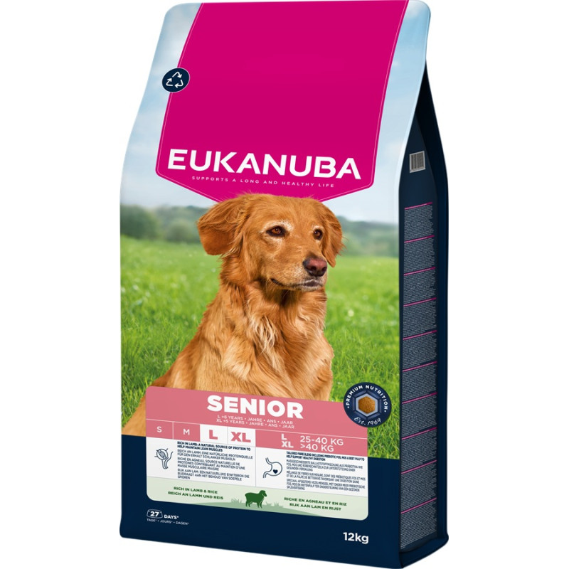 Корм для собак – Eukanuba Senior Large Lamb and Rice, 12 kg