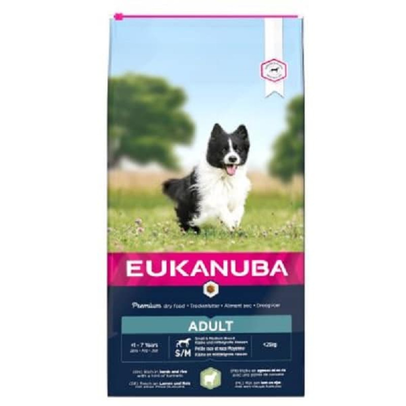 Sausa barība suņiem - Eukanuba Adult Small and Medium Lamb and Rice, 12 kg