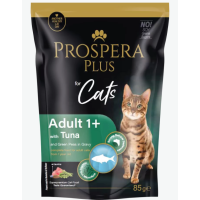 Konservi kaķiem - Prospera Plus, Cat Pouch Adult 1+, Tuna and Peas, 85 g