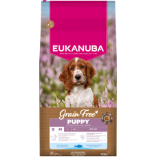 Sausa barība kucēniem - Eukanuba Puppy&Junior, Small&Medium, GRAIN FREE OCEAN FISH 12 kg
