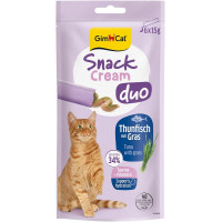 Gardumi kaķiem - GimCat SNACK CREAM DUO TUNA & GRASS 6x15g