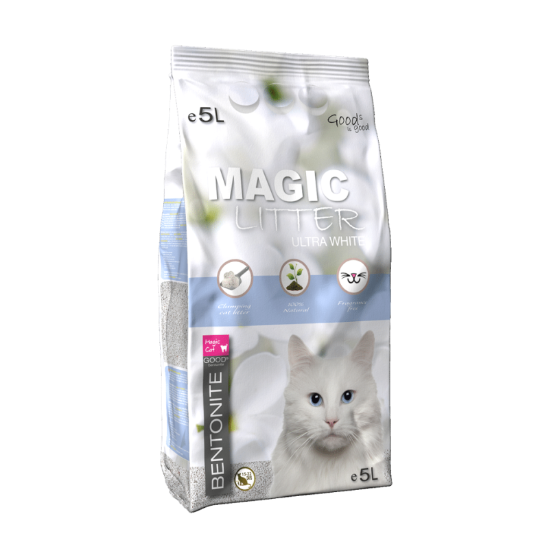 Smiltis kaķu tualetēm : MAGIC LITTER Bentonite Ultra White 5l