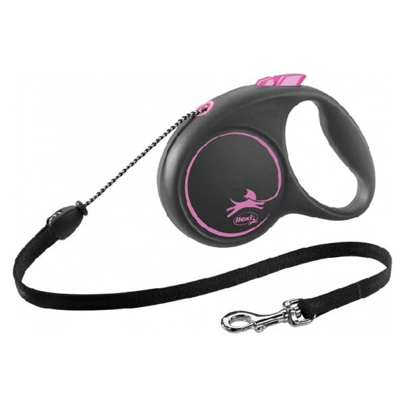 Inerces pavada suņiem – Trixie Flexi Black Design, Cord leash, S, 5m, (12kg)