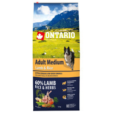 Корм для собак –  Ontario Dog Adult Medium Lamb and Rice, 12kg