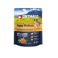Sausā barība kucēniem - Ontario Dog Puppy Medium Lamb and Rice, 0.75 kg